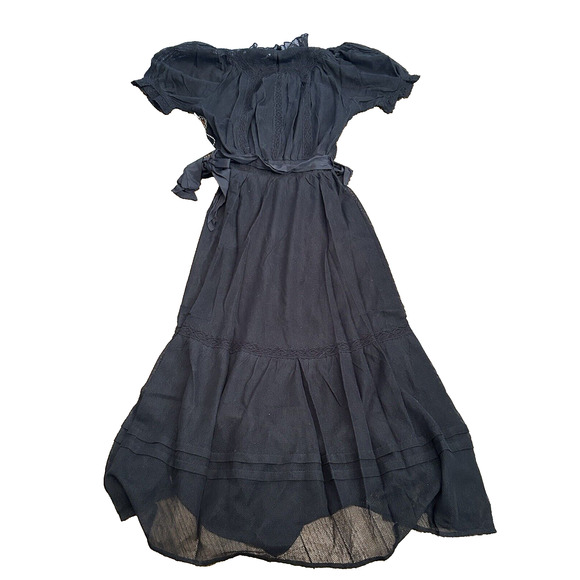 St. Roche Leith Lace Floral Embroidered Midi Dress Black Size 0 Puff Sleeves NWT - Picture 4 of 14